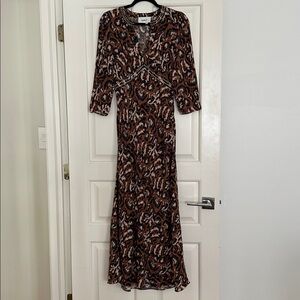 ba&sh Brown 3/4 Long Sleeve Maxi Dress - size XS
